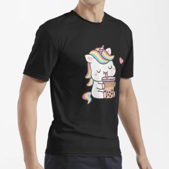 Unicorn Boba Milk Tea Active T-Shirt - Large - Picture 1 of 2
